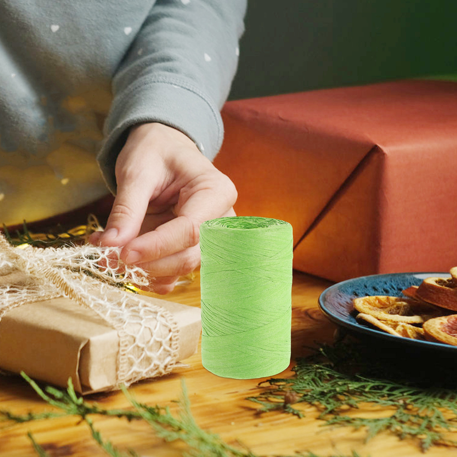 색상 있는 라피아 종이 끈 평면 리본 선물 상자 꽃 포 - Papercraft Supply Ribbon 리뷰 및 가격