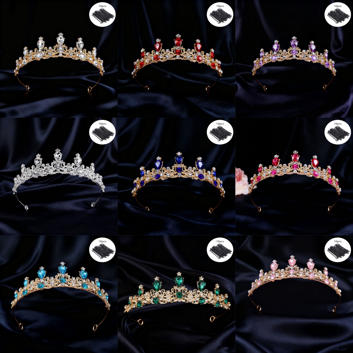 브라이덜 티아라 빈티지 스크롤 라인스톤 퀸 크라운 10 - Event & Party Supply Photos 리뷰 및 가격