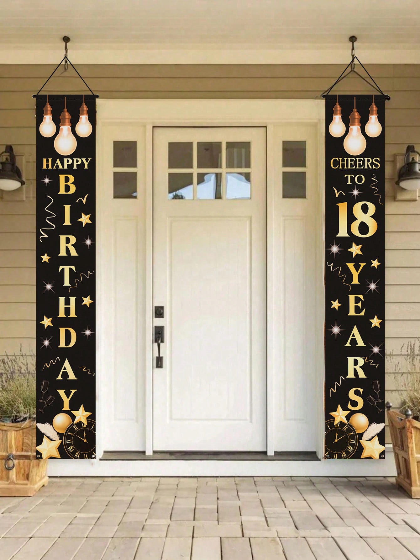 18번째 생일 축하 배너 1쌍, 블랙과 골드 테마, 생 - Party Banner Gold 리뷰 및 가격