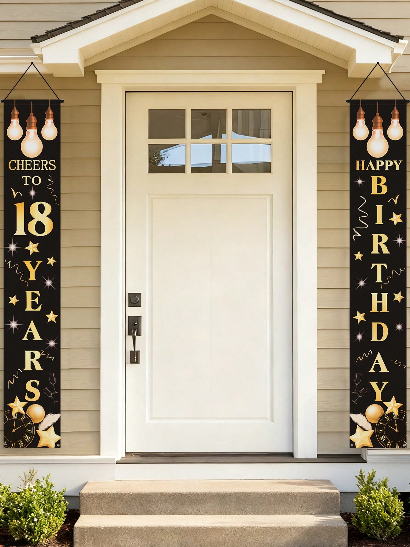 18번째 생일 축하 배너 1쌍, 블랙과 골드 테마, 생 - Party Banner Gold 리뷰 및 가격