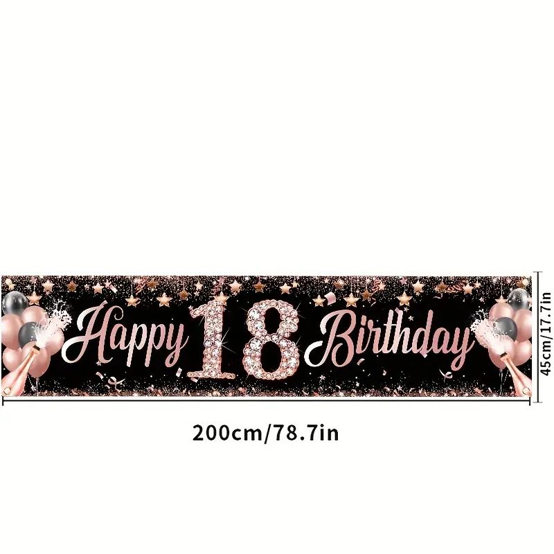 18번째 생일 배너, 로즈 골드 생일 파티 장식, 실내 - Party Banner Gold 리뷰 및 가격