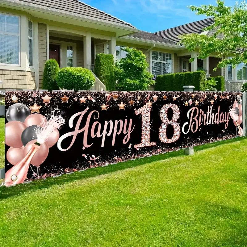 18번째 생일 배너, 로즈 골드 생일 파티 장식, 실내 - Party Banner Gold 리뷰 및 가격
