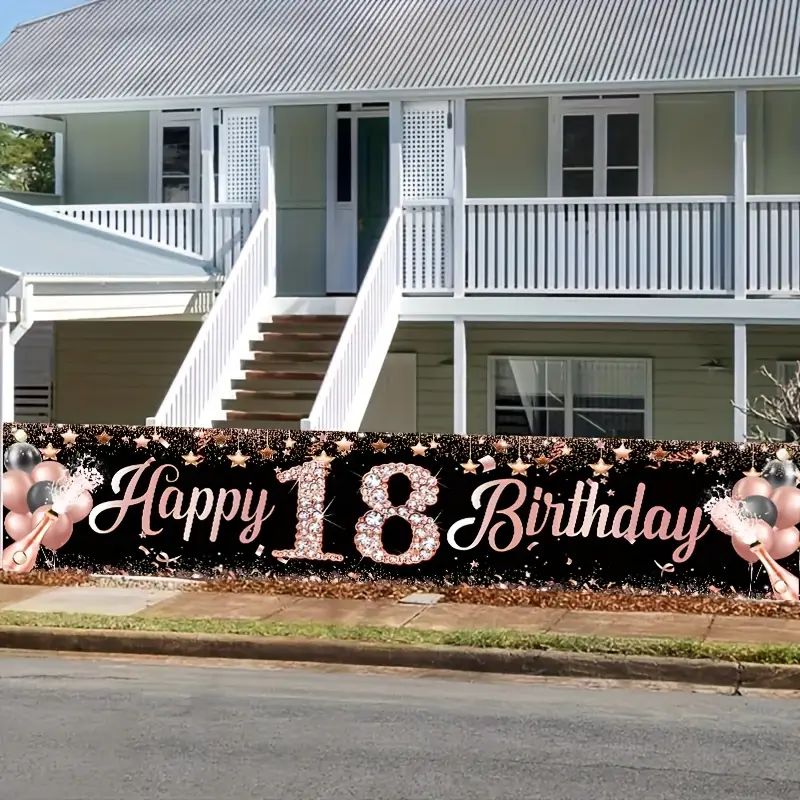 18번째 생일 배너, 로즈 골드 생일 파티 장식, 실내 - Party Banner Gold 리뷰 및 가격