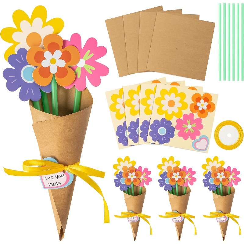 100Pcs DIY 꽃 꽃다발 키트 종이 카드 라벨 리 - Papercraft Supply Ribbon 리뷰 및 가격
